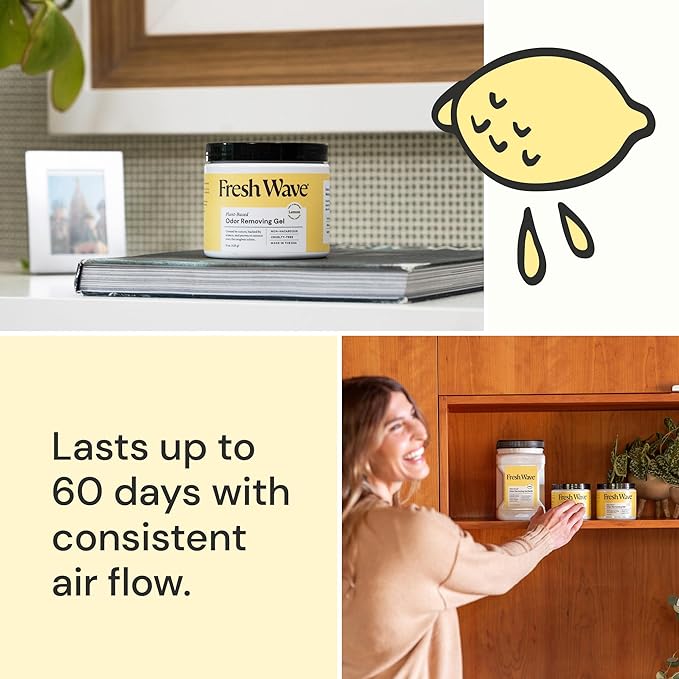 Fresh Wave Lemon Odor Removing Gel, 15 oz., Pack of 2 - Safer Odor Absorbers for Home, Natural Plant-Based Odor Eliminator, Every 15 oz. lasts 30-60 Days, For Cooking, Trash & Pets-PurrikoPets