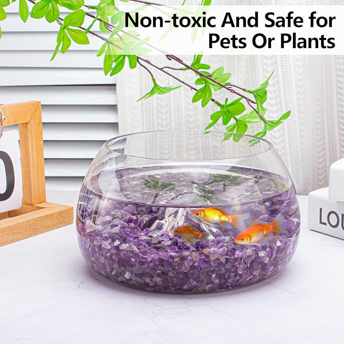 3 LB Amethyst Crystal Rocks Tumbled Crushed Stones Amethyst Crystal Quartz Chips Bulk Natural Gemstones Healing Reiki Mini Quartz Vase Filler Fish Tank Gravel Rocks-PurrikoPets