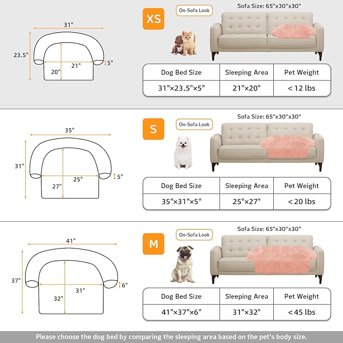 GGIB Calming Dog Bed Fluffy Plush Dog Mat for Furniture Protector with Removable Washable Cover for Large Medium Small Dogs and Cats (XS (31"x23.5"x5"), Pink)-PurrikoPets