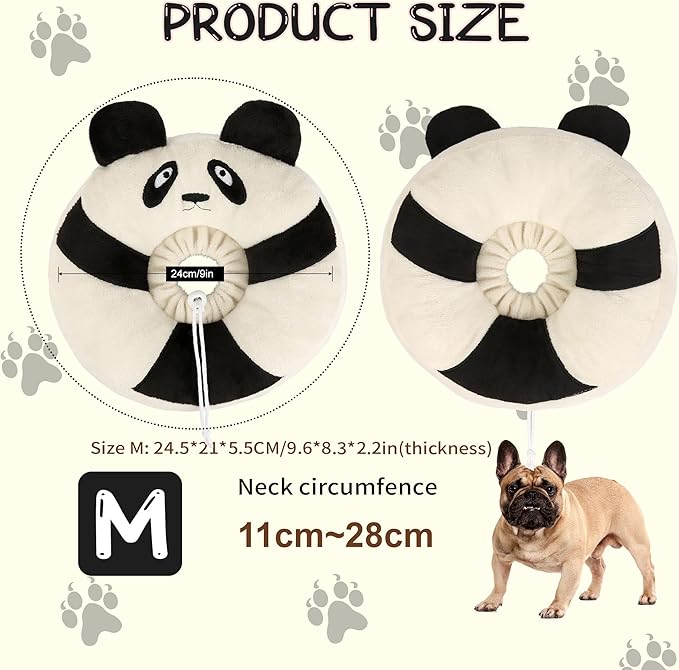 Adjustable Cat Collar Soft to Stop Licking After Surgery for Kitten, Alternative to Cone of Shame, Donut Cone for Cats, Pet Elizabethan Collar (Panda, Medium)-PurrikoPets