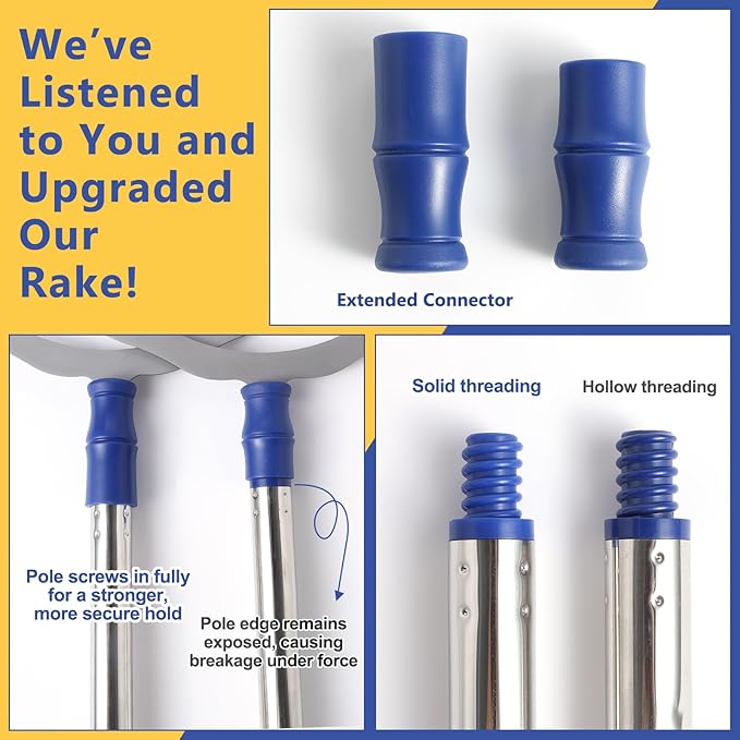 12”Wide Large Metal Carpet Rake Pet Hair Removal Broom, 54" Thicker Handle Low Pile Carpet Brush, Dog Cat Pet Hair Remover, Embedded Fur Pro Clean Removal Tool, Rug Couch Stair Scraper-PurrikoPets