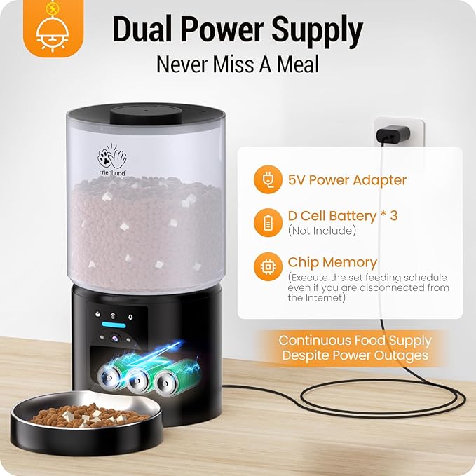 5L Automatic Cat Feeder with 2K HD Camera: 5G WiFi Automatic Dog Feeder with Night Vision,Cat Food Dispenser with Freshness for Multiple Pets,Detachable for Easy Clean-21 Cup (Sealed Outlet)-PurrikoPets