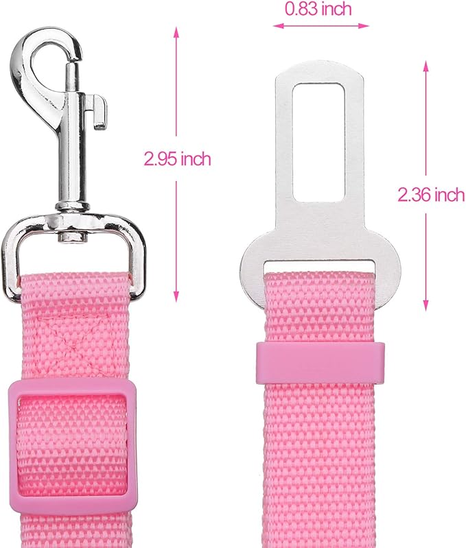 Elisel Elisel 2 Packs Adjustable Length Pet Dog Cat car seat Belt Pet seat Belt Pet Accessories for Dogs Cats and Pets (Black Pink)-PurrikoPets