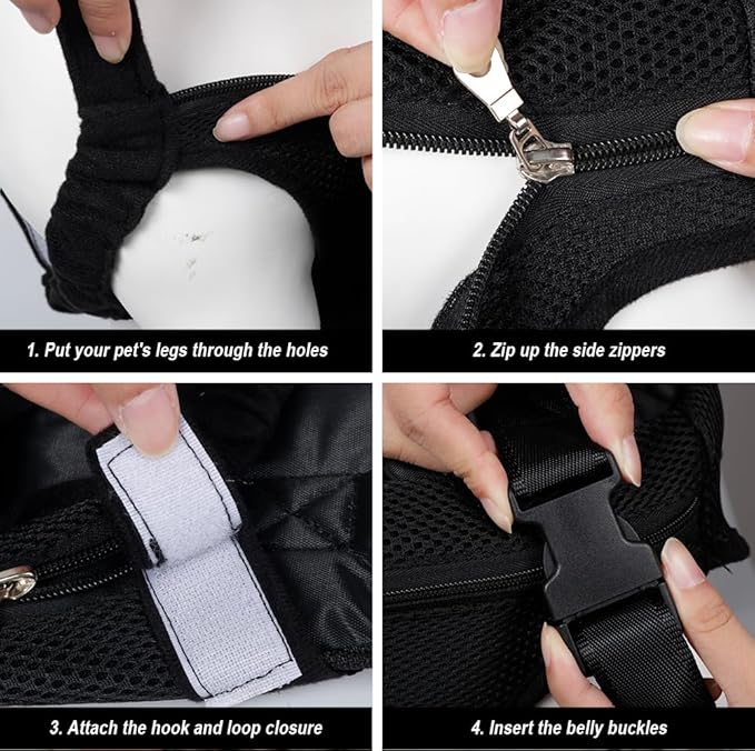 FEimaX Dog Carrier Backpack Pet Legs Out Front Cat Travel Bag, Adjustable Puppy Backpacks Carriers Hands-Free for Small Medium Dogs Cats Hiking Traveling Camping Daily Walking (Large, Black)-PurrikoPets