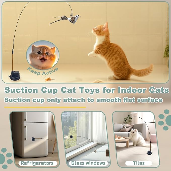 7-in-1 Interactive Cat Toys for Indoor Cats with Washable Adhesive Suction Cup, Hanging Cat Toys, Silvervine Stick and Sisal Chew Rope Catnip Teething Toy for Bored Kitten-PurrikoPets