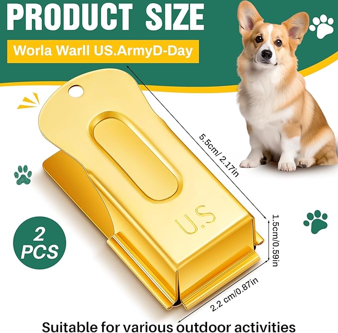 2 Pieces Brass Pet Training Clicker Signaling Cricket Clicker Metal Dog Clicker for Puppy Cats Trainer Pet Owners (Gold)-PurrikoPets