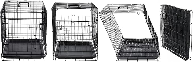 DONORO Dog Crates for Medium Large Size Dogs Indoor Double Door Dog Kennels & Houses for Puppy and Cats, Collapsible Metal Contour Dog Cages (Brown, 36.0" L x 23.0" W x 25.0" H)-PurrikoPets