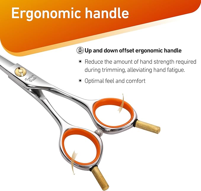 Fenice Peak 6'' Small Curved Scissors Lightweight Dog and Cat Grooming Scissors with Safety Round Tip JP440C Stainless Steel Sharp Blades for Body Facial Nose Ear and Paw Hair Easy Use-PurrikoPets