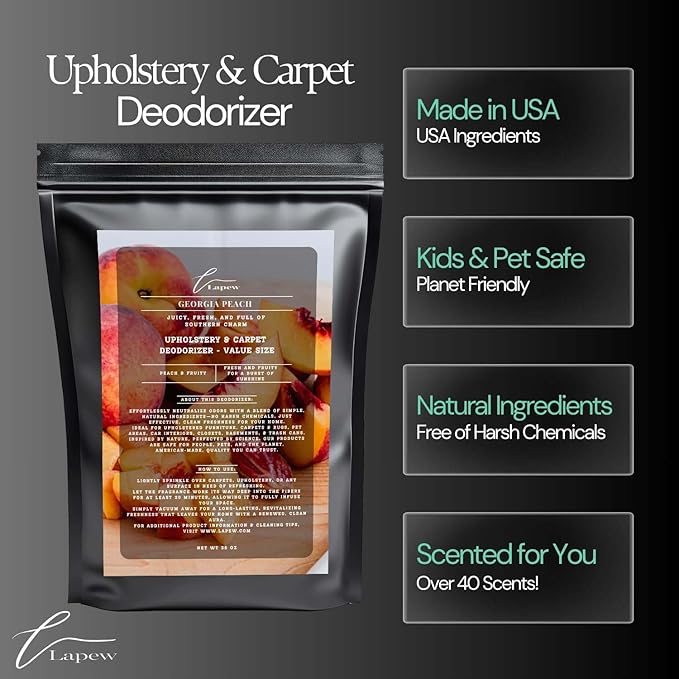 Georgia Peach Carpet Freshener Powder Refill 36 oz | Powerful Odor Eliminator for Home | Upholstery Deodorizer | Carpet Deodorizer | Pet Urine | Cat Litter Box-PurrikoPets