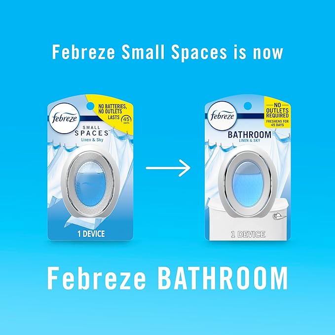 Febreze Bathroom Air Freshener, Odor-Fighting, Plug In Alternative, Air Fresheners for Home and Bathroom and Kitchen, Closet Air Fresheners, Linen & Sky Scent, 4 Count-PurrikoPets