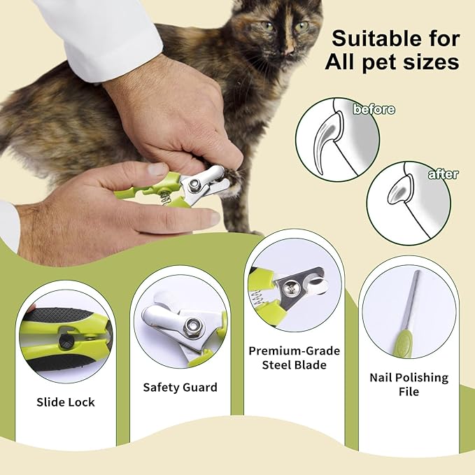 6 PCS Dog and Cat Grooming Kit, Versatile Tools Including Shedding Brush, Nail Clipper with Nail File, Slicker Brush, Dematting Comb-PurrikoPets