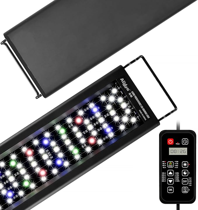 Advanced 7-Row LED Aquarium Light, Easy Setup Controller, Auto On Off Full Spectrum Fish Tank Light, 24/7 Lighting Cycle, 8 Colors, 10 Level Dimming, 32W for 24"-30" Freshwater Planted Tank-PurrikoPets
