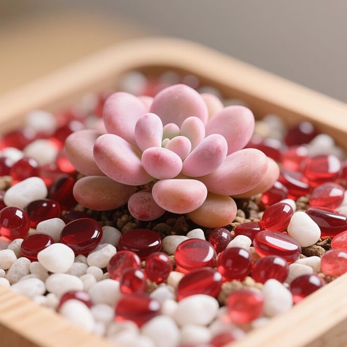 2.16LB Glass Beads Vase Filler Aquarium Gravel Decor Flat Glass Marbles Gems Pebbles Fish Tank Rocks Home Decorative Art Craft - Red-PurrikoPets