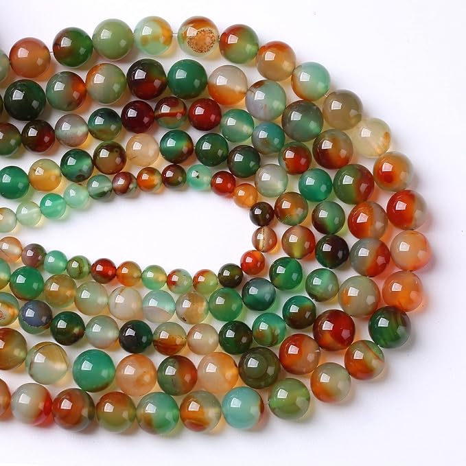 8mm 45pcs Natural Peacock Agates Beads for Jewelry Making Semi Precious Loose Gemstones Beads DIY Bracelet Necklace 15" 1 Strand
