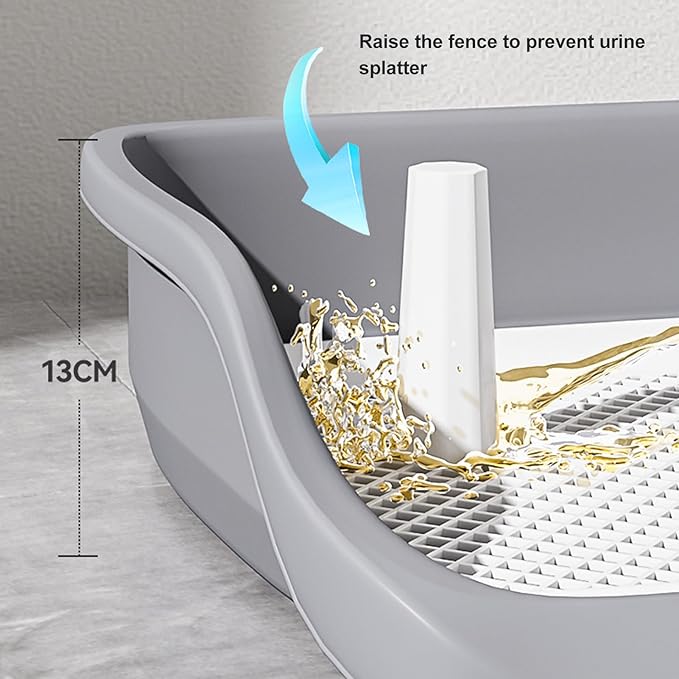 Fabater Dog Potty Toilet Training Tray, Portable Multifunctional Mesh Puppy Training Toilet Pad Holder with Bafflel for Small Dogs Puppies (Gray)-PurrikoPets