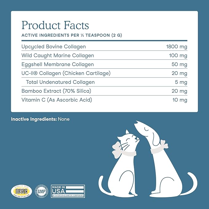 Fera Pets Cat & Dog Collagen Powder - Bone, Gut, Joint and Skin Supplement - 5 Types of Collagen + Clinically Studied UC-II® - 4.23 oz-PurrikoPets