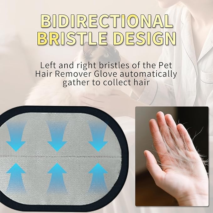 3 Pcs Pet Hair Removal Glove, Electrostatic Pet Hair Removal Gloves, Reusable Cat and Dog Hair Remover, for Couch, Carpet, Furniture, Car, Bedding, Cat Grooming Gloves-PurrikoPets