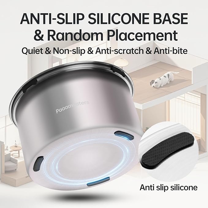 5.6L/190oz Large Dog Water Bowl No Spill, No Drip Dog Water Dispenser with Floating Disk, Stainless Steel Slow Drinking Bowl for Small Medium & Large Dogs-PurrikoPets