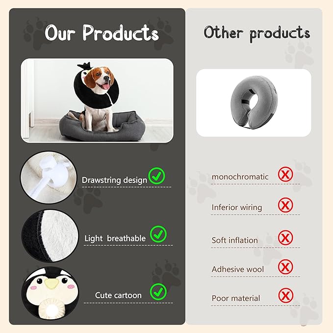 Adjustable cat Cone Collar Soft to Stop Licking After Surgery for Kitten, Alternative to Cone of Shame cat, Donut Cone for Cats, pet Elizabethan Collar (Penguin, Medium)-PurrikoPets