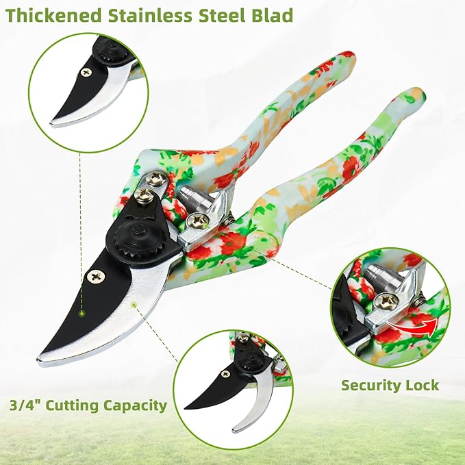 Garden Tools Set WANCHI 10 Piece Heavy Duty Floral Garden Tool Set Gardening Gifts for Women Men Birthday Rust-Proof Aluminum Garden Hand Tools Gardening Kit with Tote Bag Apron Glove-PurrikoPets