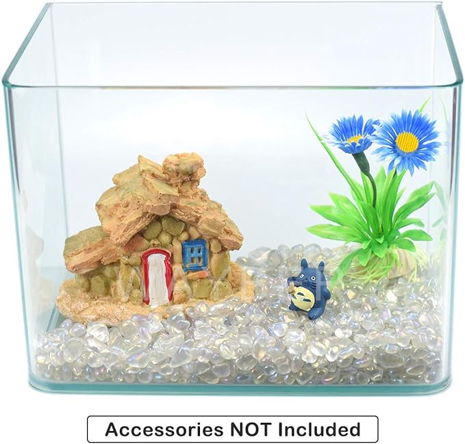 1Lb/460g Irregular Sea Glass Stones Artificial Crystal Gem Pebbles for Aquarium/Turtle Tank/Terrarium/Flowerpot/Vase Landscape Ornament Decoration, Hyun White-PurrikoPets