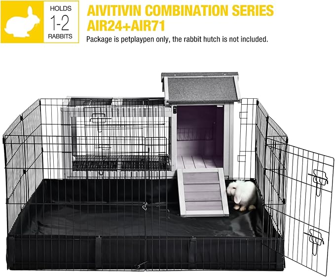 Aivituvin Rabbit Pen Indoor Bunny Pet Playpen Large Guinea Pig Outdoor Exercise Run Pet Enclosure-Playpen ONLY-PurrikoPets