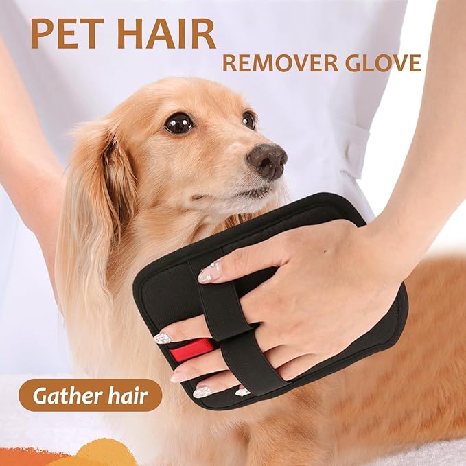 6 Pcs Pet Hair Removal Glove, Electrostatic Pet Hair Remover Gloves, Reusable Cat & Dog Hair Cleaning Gloves, Suitable for Couch, Furniture, Blankets, Curtain, Car Seat-PurrikoPets