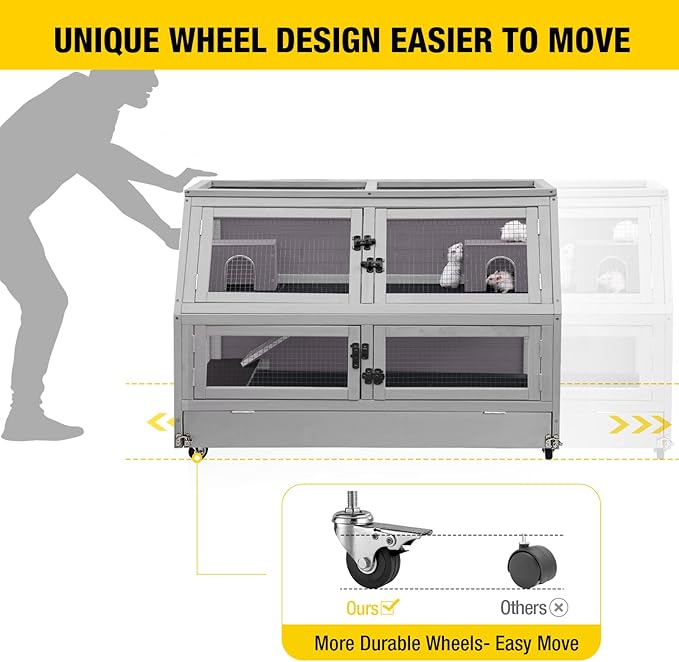 Aivituvin Guinea Pig Cage Chew Proof Hamster Cage Metal Frame Rat House Small Animal Habitat Critter Nation Cage 2 Levels Double Use Movable-PurrikoPets