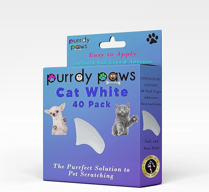 40 Pack Soft Nail Caps for Cat Claws White Large-PurrikoPets