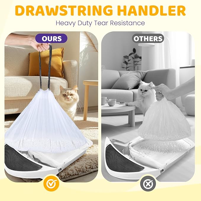 160 Count Cat Litter Box Liners with Drawstring Compatible with Litter-Robot 3/4 Heavy Duty Cat Litter Bags Waste Bags Replacement-PurrikoPets