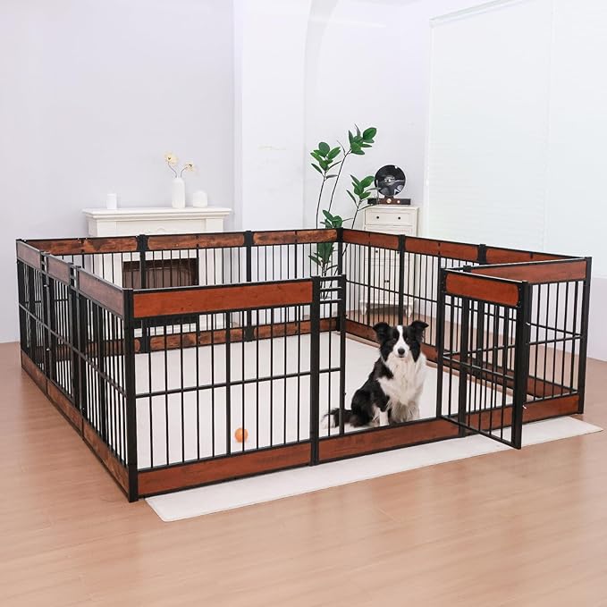 Dog Playpen, 35.4" Height Dog Pen Indoor, Heavy Duty, Safe and Sturdy, Furniture Style Puppy Pen-PurrikoPets
