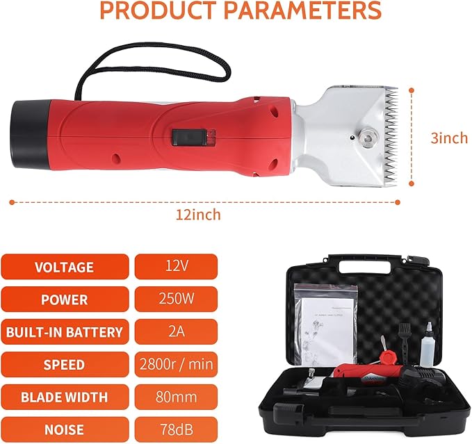 DUCKBOY Cordless Horse Clipper, Rechargeable Battery Powered Animals Shears Grooming Tools for Shaving Fur Wool Tool, Large Livestocks, Llamas, Cattle, Alpacas, Thick Coat Animals Trimmer-PurrikoPets