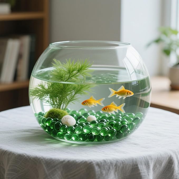 2.16LB Glass Beads Vase Filler Aquarium Gravel Decor Flat Glass Marbles Gems Pebbles Fish Tank Rocks Home Decorative Art Craft - Green-PurrikoPets