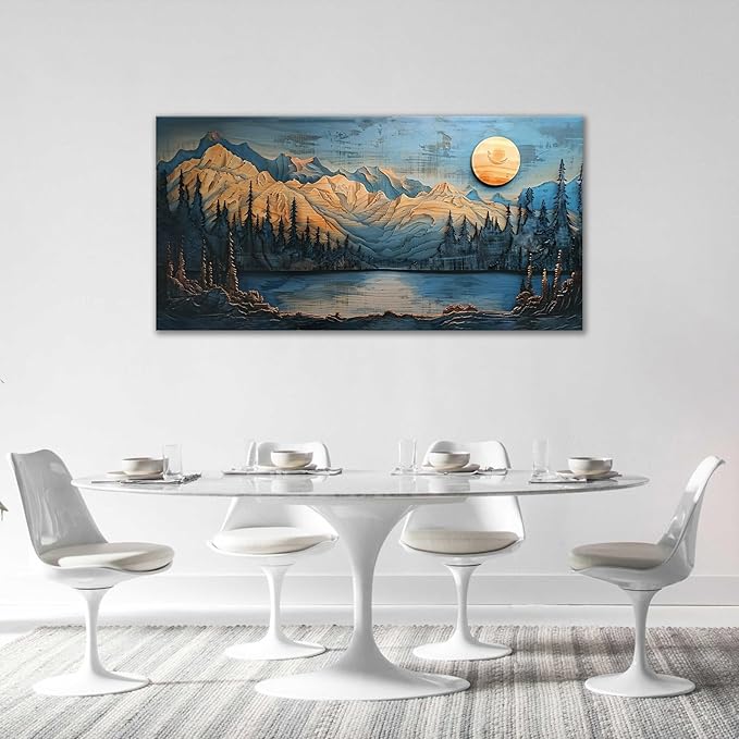 Extra Large Wall Art Mountain Forest Canvas Living Room Cabin Country Pictures Framed Prints Oversize Wall Decor Big Painting Artwork for Bedroom Dining Office Home 60"x30"-PurrikoPets