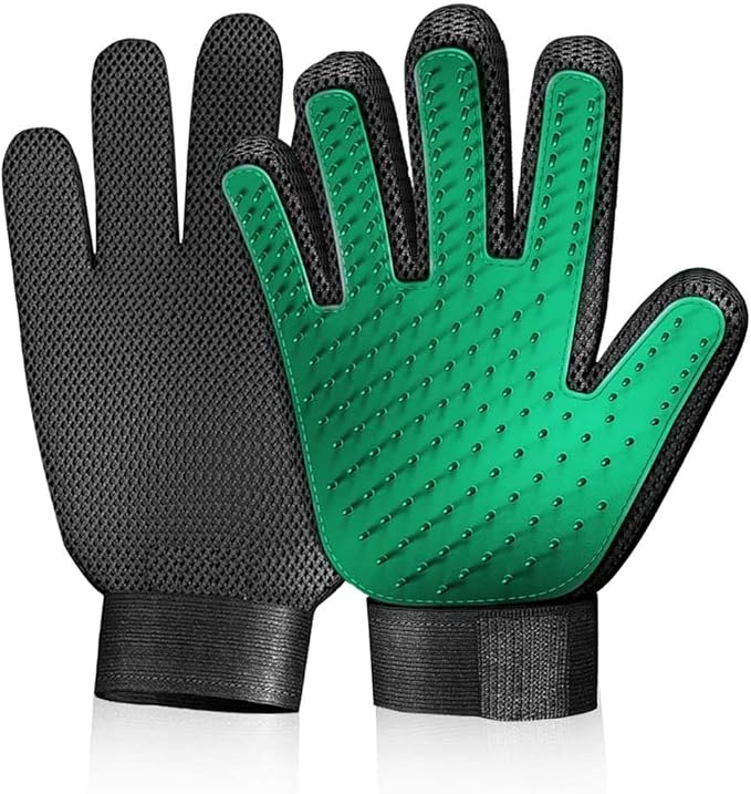 Gentle Deshedding Pet Grooming Mitt - Efficient Hair Remover Brush for Dogs, Cats, Horses with Long & Short Fur (1 Pair)-PurrikoPets