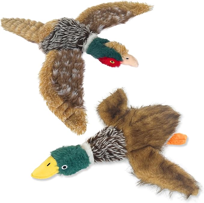 2 PCS Mallard Duck Dog Toys Squeaky D og Toy ,Stuffed Pheasant Do g Chew Toys Plush Mallard Duck Do g To y Interactive Do g Toys to Keep Them Busy , Pheasant Dog To y for Small Middle and Large Dogs-PurrikoPets