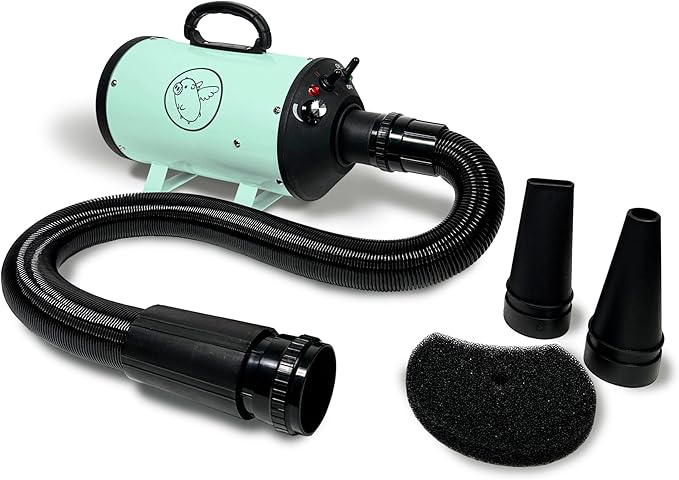 Flying Pig High Velocity Dog Pet Grooming Dryer w/Heater (Flying One, Mint w/Grey Logo)-PurrikoPets