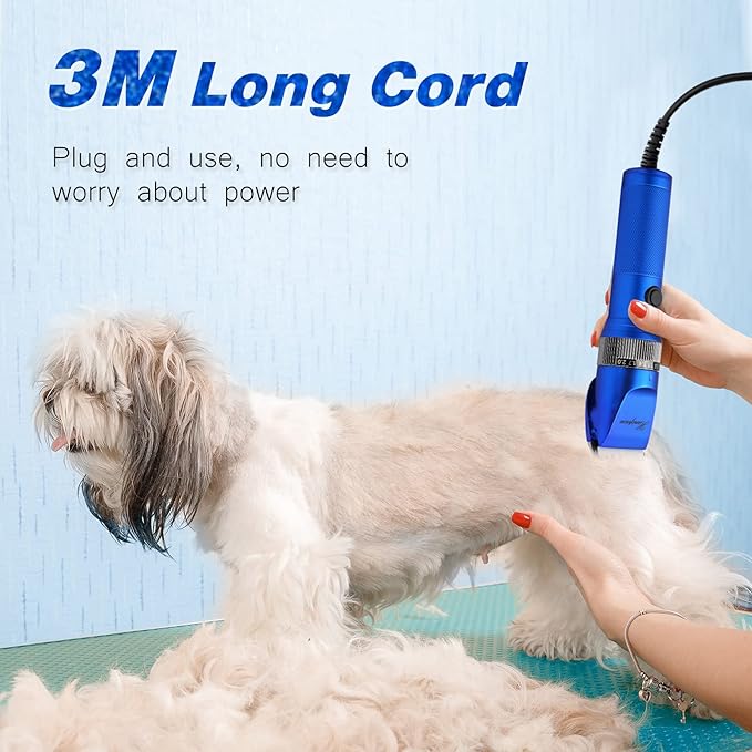 Dog Grooming Clippers, Professional 12V Heavy Duty Pet Clippers, Large Dog Shaver for Thick Coat,Plug-in Pet HairTrimmer with Guard Combs Brush for Dogs Cats-PurrikoPets