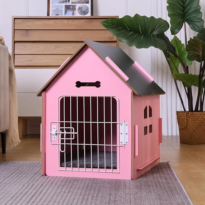 Dog House Indoor for Small Dogs or Cats, Cozy Wooden Design, Small Indoor Bed House, with Air Vents and Elevated Floor Warm Dog Cave-PurrikoPets