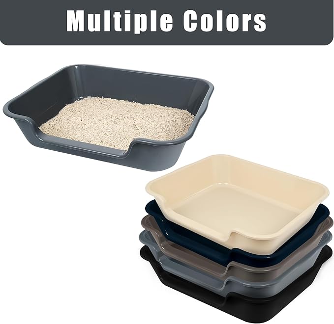 1 Pack of Extra Large Cat Litter Box (ABS Material), Low Entry Senior Litter Pen for Geriatric Kitty Big Cats, Jumbo Pet Safe Litter Boxes Tray for Indoor Pets Potty (Gray, 24" L x 20" W)-PurrikoPets