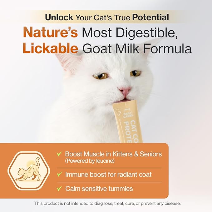 Dr.by Cat Colostrum Protein Cat Supplement Immune Support Muscle Growth, Gentle on Digestion for Kittens, Adult&Senior Cats with Goat Milk, Whey Protein Isolate, Colostrum Lickable Formula-PurrikoPets