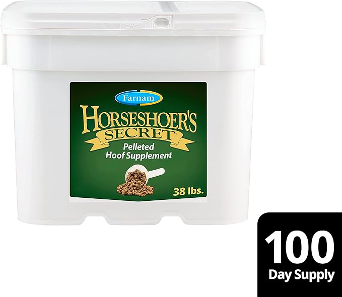 Farnam Horseshoer's Secret Pelleted Hoof Supplements, Promotes healthy hoof growth, maintains hoof walls & supports cracked hooves, 38 lbs., 100 day supply-PurrikoPets