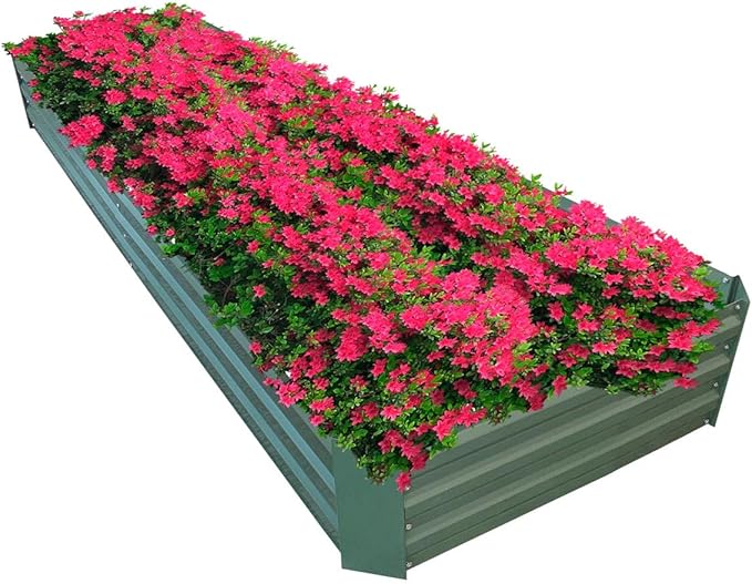 8x2x1ft Metal Raised Garden Bed Kit，Galvanized Garden Bed Box for Vegetables, Flowers, Herbs, and Succulents,120 Gallon Capacity - Green-PurrikoPets