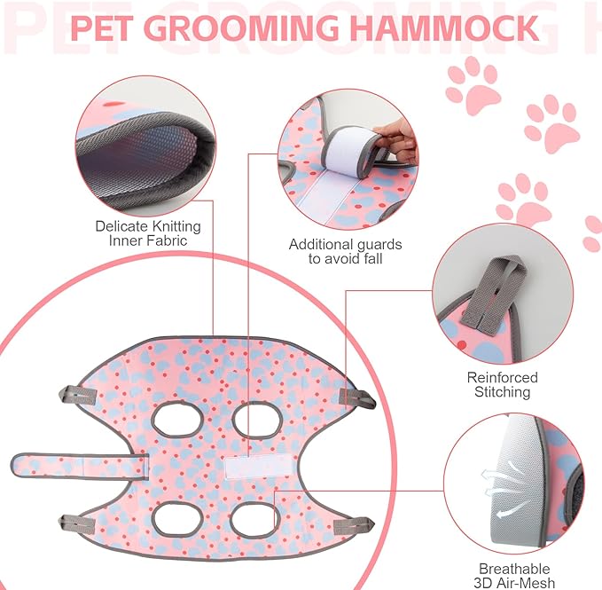 Dog Grooming Hammock for Small Dogs & Cats, Dog Grooming Harness for Nail Trimming, Pet Grooming Sling Helper with Nail Clippers/Nail Trimmers-PurrikoPets