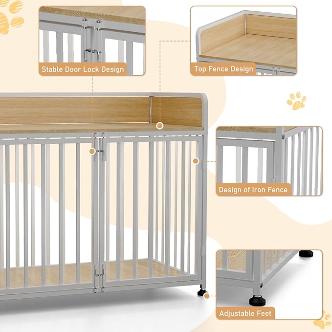 42inch Dog Crate Furniture, Medium Dog Kennel Indoor, Decorative Pet House End Table, Wooden Cage Kennel Indoor, Heavy Duty Dogs Crate Furniture for Large and Medium-PurrikoPets