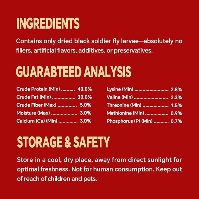 Dried Black Soldier Fly Larvae, Non-GMO, Natural Chicken Treats & High-Protein Poultry Snacks for Backyard Chickens, Laying Hens & Ducks, 5 lb Box-PurrikoPets
