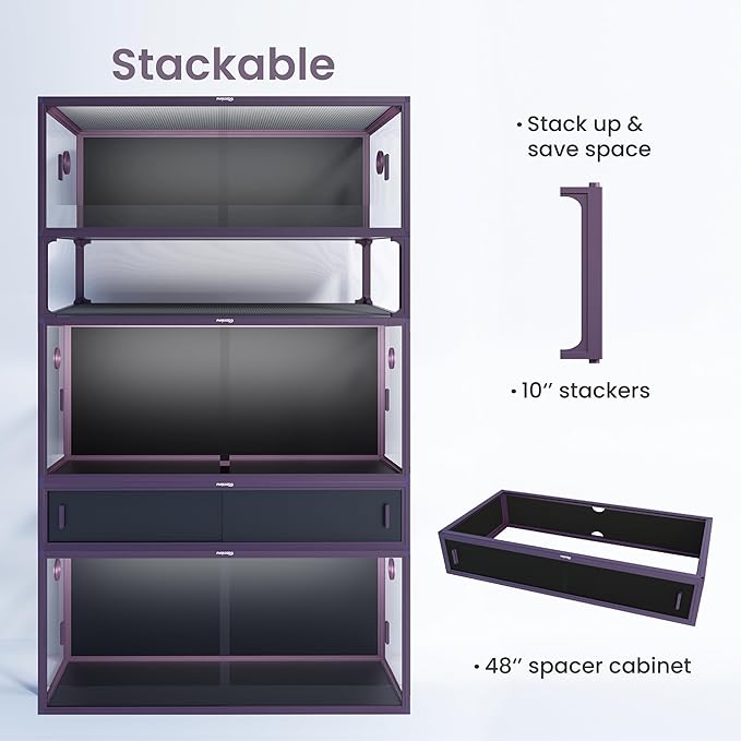 85 Gallon Reptile Tank, Front Opening Snake Tank for Easy Maintenance, Reptile Enclosure with Top Screen Ventilation 48''x24''x18''-PurrikoPets