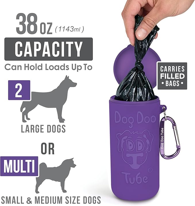 Dog Doo Tube Filled Dog Waste Bag Holders - Reusable Dog Poop Bag Tubes Designed to Keep in Odors and Germs-PurrikoPets