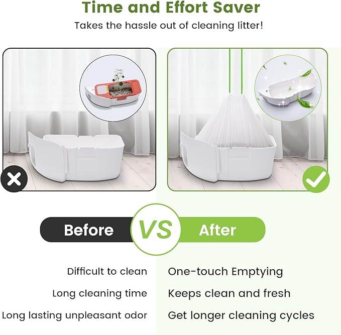 67 Count Cat Litter Bags for Pet Pura MAX Self-Cleaning Litter Box, Drawstring Kitty Liners for Automatic Waste Drawer Bin, Disposable Replacement Poop Trash Bag, Durable Leak-proof - 21 * 15.7 "-PurrikoPets