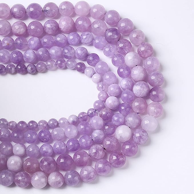 10mm 37pcs Natural Lavender Amethyst Beads Round Loose Gemstone Crystal Energy Healing Power Stone Beads for Jewelry Making DIY Bracelet 15 Inch